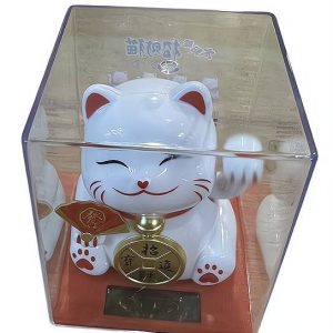 petit chat blanc porte bonheur( solaire)