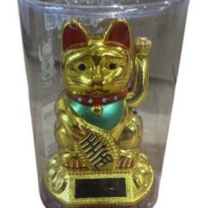 petit chat dorée porte bonheur ( solaire)